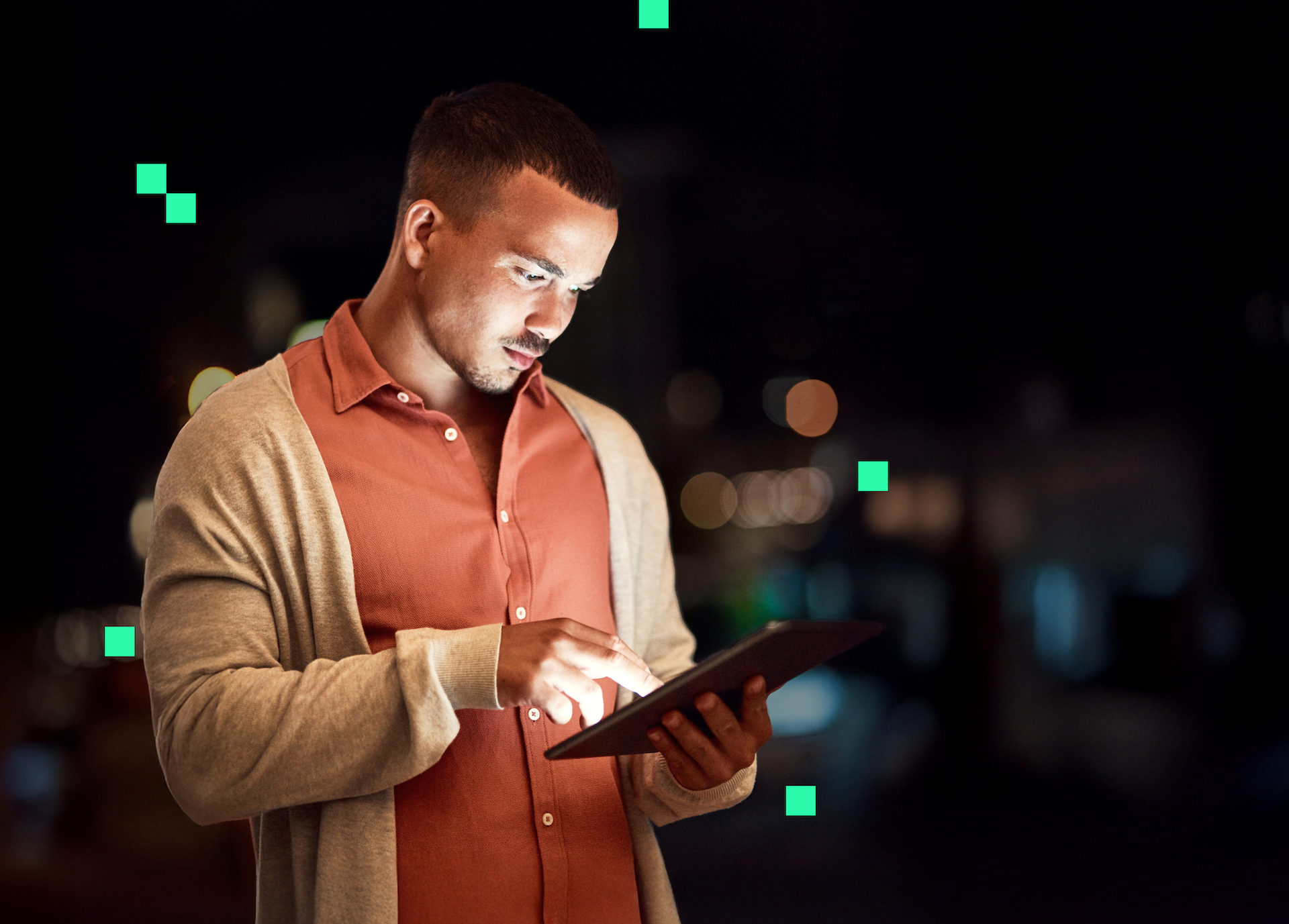 Man holding ipad
